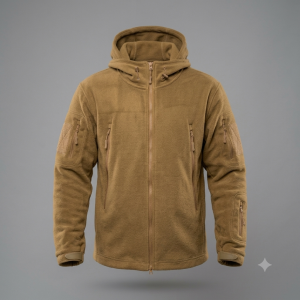 Chaqueta forro polar con capucha color mostaza