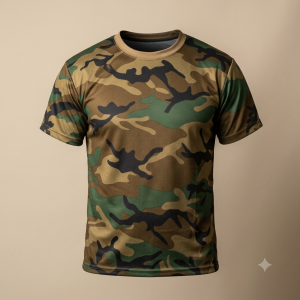 Camiseta manga corta Camuflaje marron-verde