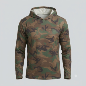 Camiseta con capucha camuflaje Verde-Marron