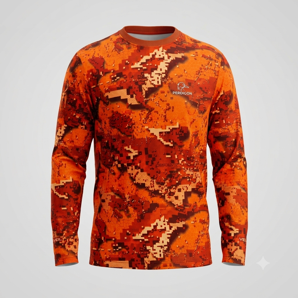 Camiseta elástica manga larga Pixel Naranja