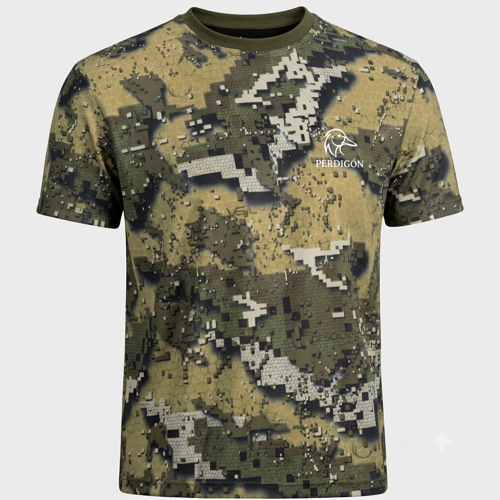 Camiseta elástica manga corta Pixel Verde